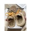 Halbabsatz Hohe Dicksohlige Fleece-Schuhe, Retro-Schuhe, Damen Baumwoll-Hausschuhe