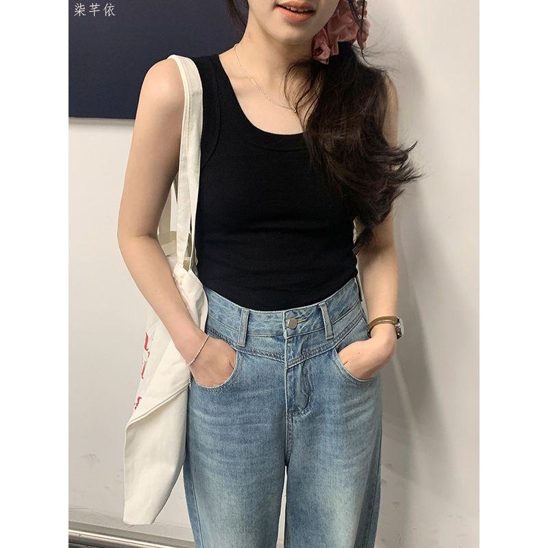 

Small White Tank Top Vest Women s Summer Outwear Inner Bottoming Shirt French Chic I-Shaped Thread Fashion Tops Modal [black] a pack L [50.50 kg-59.00 kg]]