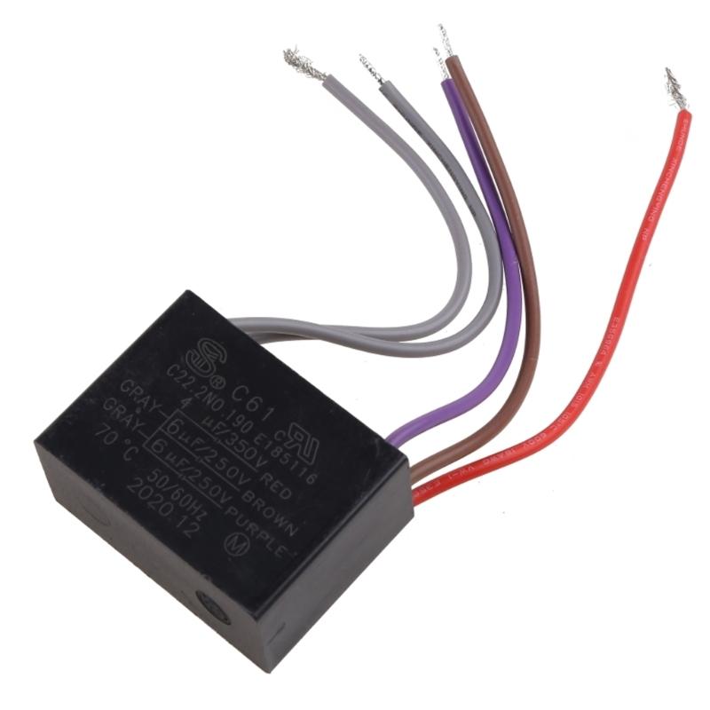 Capacitor para Ventilador de Teto CBB61 4.5+6+5UF 4.5+6+6UF 5+5+5UF 4+4+2.5UF 4+5+6UF 5 Fios 250V 50/60Hz Capacitor de Funcionamento do Motor