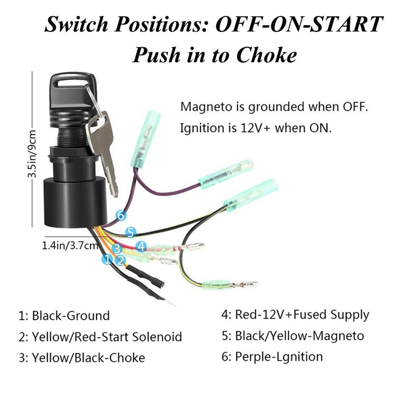 6 Wire 3 Position Ignition Starter Keys Switch 8717009A5 87-17009A2 17009A2 MP41070 for Mercury Outboard Control Box
