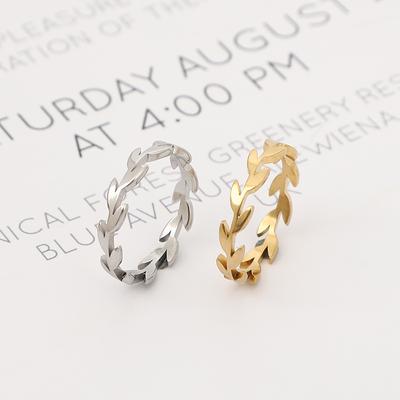 Stainless Steel  Women's Open Enclose Leaf Rings Girls Botanical Women Knuckle Leaves Rings Wedding Party Ins Jewelry