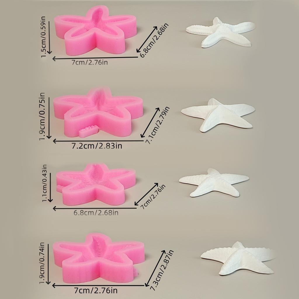 Starfish Silicone Candle Molds for Candle Soap Making Sea Creature Themed Gypsum Silicone Molds for Home Decoration