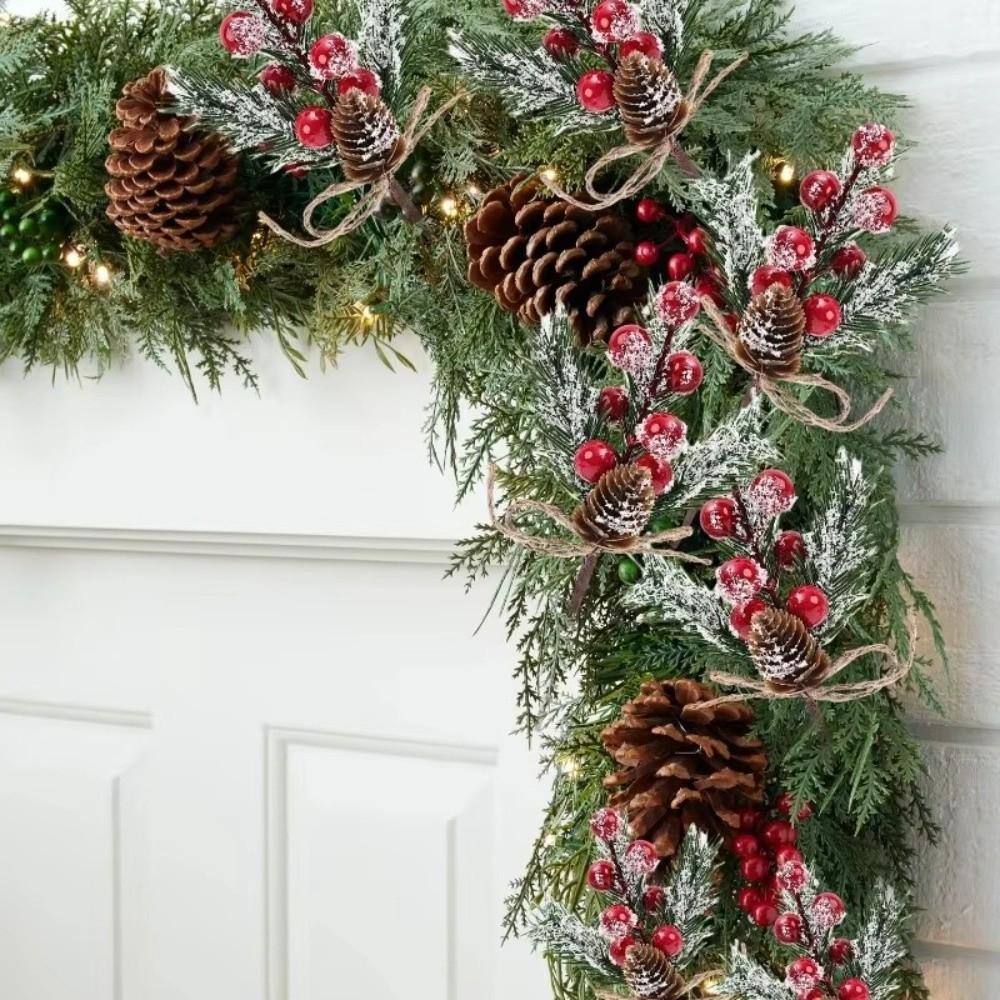 Snowflake Artificial Pine Branch Pine Cone Pine Branch Christmas Decoration Holly Flower Artificial Flower Christmas Berry Home