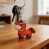 Röd Häst Nyckelring 2026 Hästens År Lyckoamulett Akrylhänge med Metallspänne Festlig Vårfestpresent Tecknad Zodiakprydnad