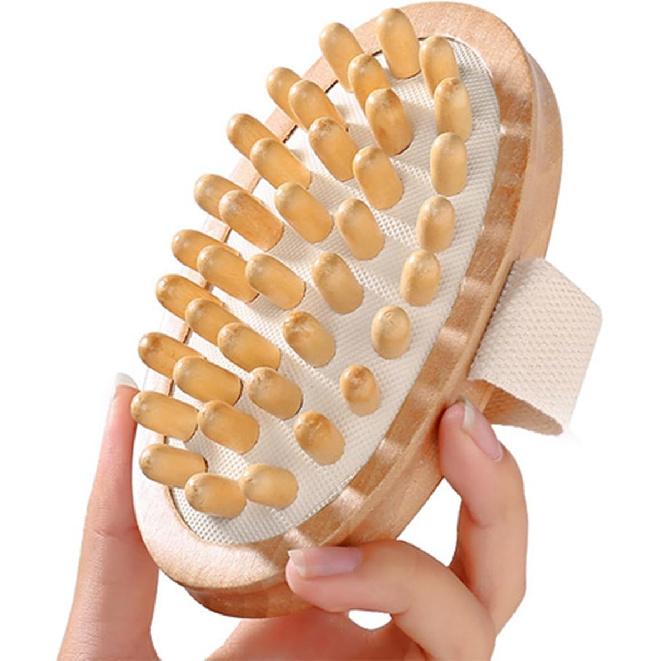 Natural Wooden Handheld Wood Therapy Massage Tool, Used for Fat and improving Lymphatic Blood Circulation, Dry Brush for Removing Dead Skin, SPA