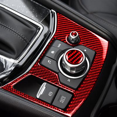 Für Mazda 3 Mazda 6 CX-9 CX-5, 2 Stück, Echtkohlefaser, Auto-Mittelkonsole, Multimedia-Lautstärketastenabdeckung, Verkleidung, Innenaufkleber