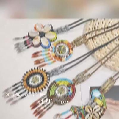 Ethnic Style Nepalese Jewelry, Leather Necklace, Exotic Design, Hand Woven Vintage Bohemian Items