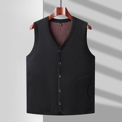 Men's Thermal Fleece-Lined Cotton Vest for Autumn/Winter 2024 - Perfect for Middle-aged and Elderly Dads and Grandpas.