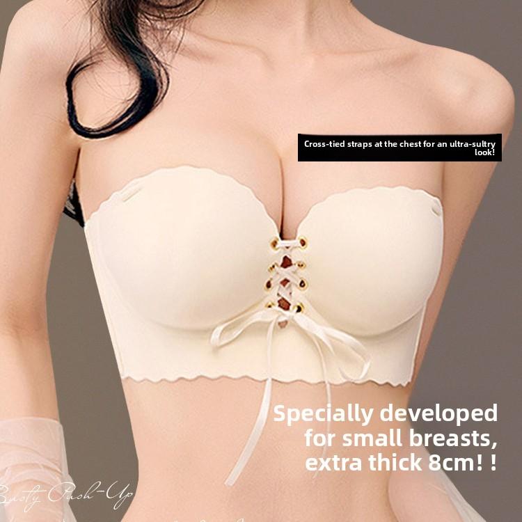 Women's Summer Small Breasts Together Non Slip Show Large Strapless External Expansion of The Chest Underwear