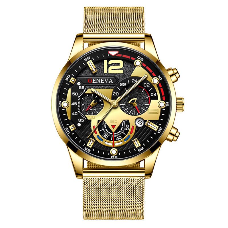 Men's Six-Hand Fashion Sports Quartz Watch with Luminous Dial and Milanese Band