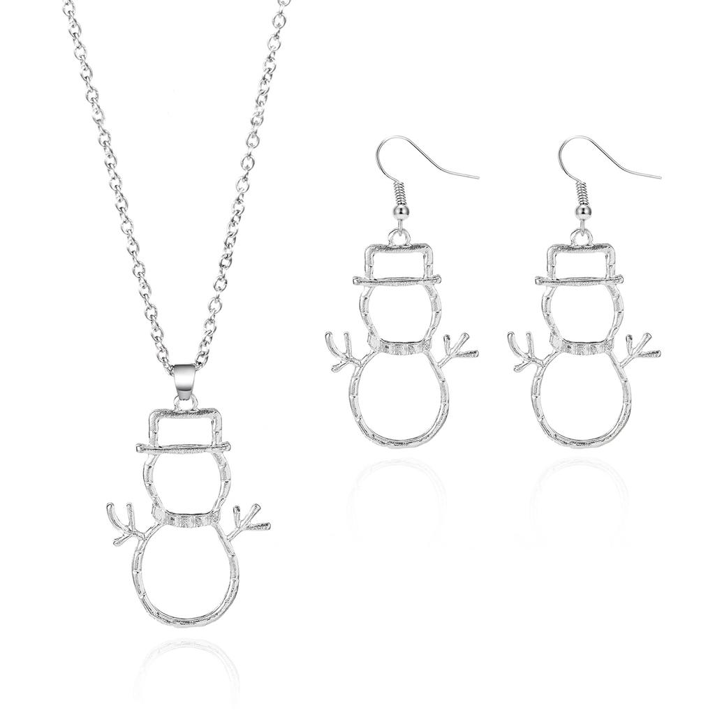 Silver Color Wearing Hat Snowman Drop Earrings For Women Minimalist Christmas Elegant Hollow Earring Girls New Year Gifts