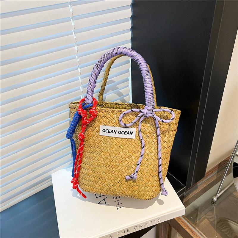 

Летняя нишевая соломенная сумка женская 2025 новая пляжная сумка для отпуска на море ручной работы сумка-овощная корзина