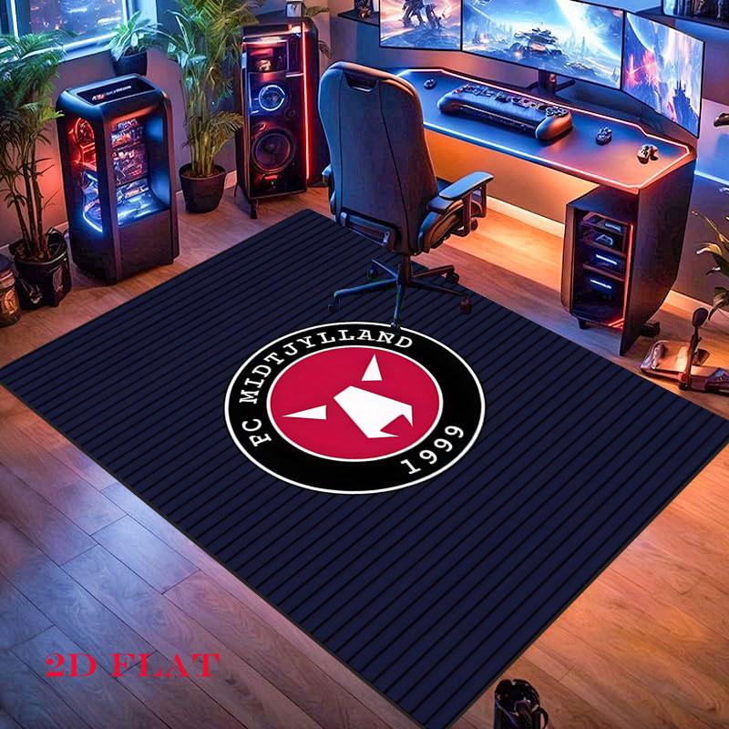 FC Midtjylland Logo Carpet Rug for Living Room Bedroom Home Sofa Decoration,Kids Play Nonslip Floor Mat