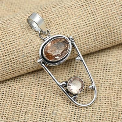 Ciondolo unico di gioielli in argento sterling 925 con pietra preziosa morganite per regalo fatto a mano