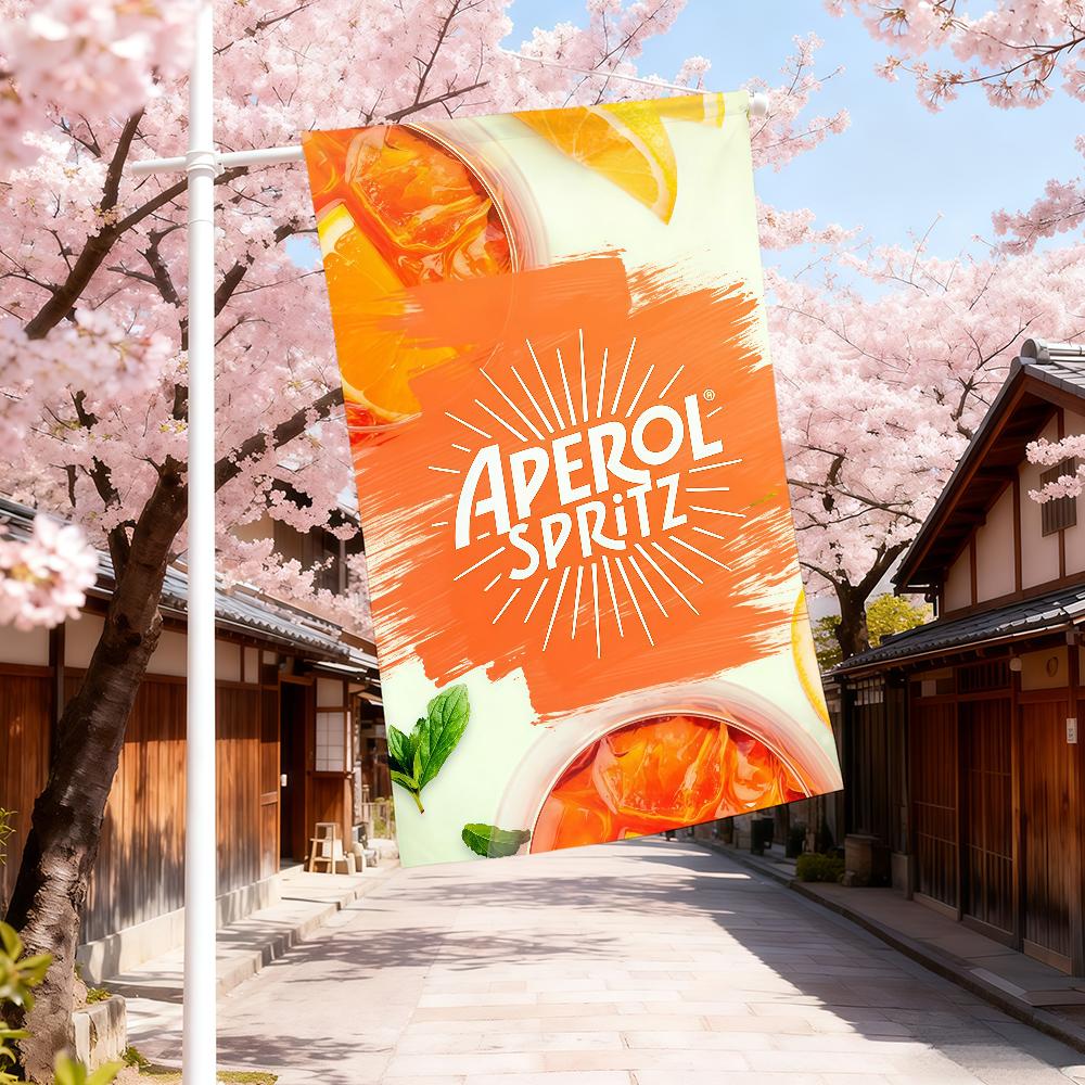 Spritzflagge Outdoor Garten Rasen Dekoration Banner Hausparty A-Aperol Picknick Logo Dekor (as the picture,QZ40x60CM) orange