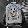 Tide Brand AC Milan Embroidered Leather-Sleeve Versatile Baseball Jacket