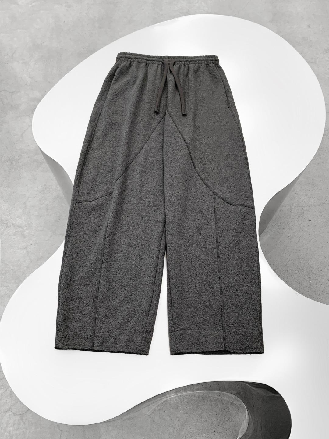 Japanese Retro Patchwork Wide-Leg Drawstring Pants Medium темно-серого