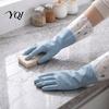 Rubber Dishwashing Gloves with Fleece Lining Long Sleeves Gloves, Thick Non-Slip Silicone Cleaning Wear Resistant Dish Velvet Reusable Waterproof