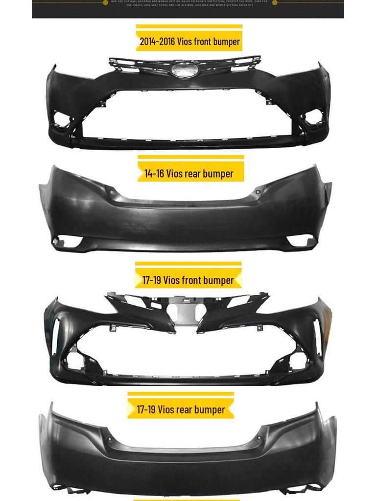 Vios Full Body Kit: Front & Rear Bumpers, Guard Bars (Unpainted) for 14/15/18/19 Models