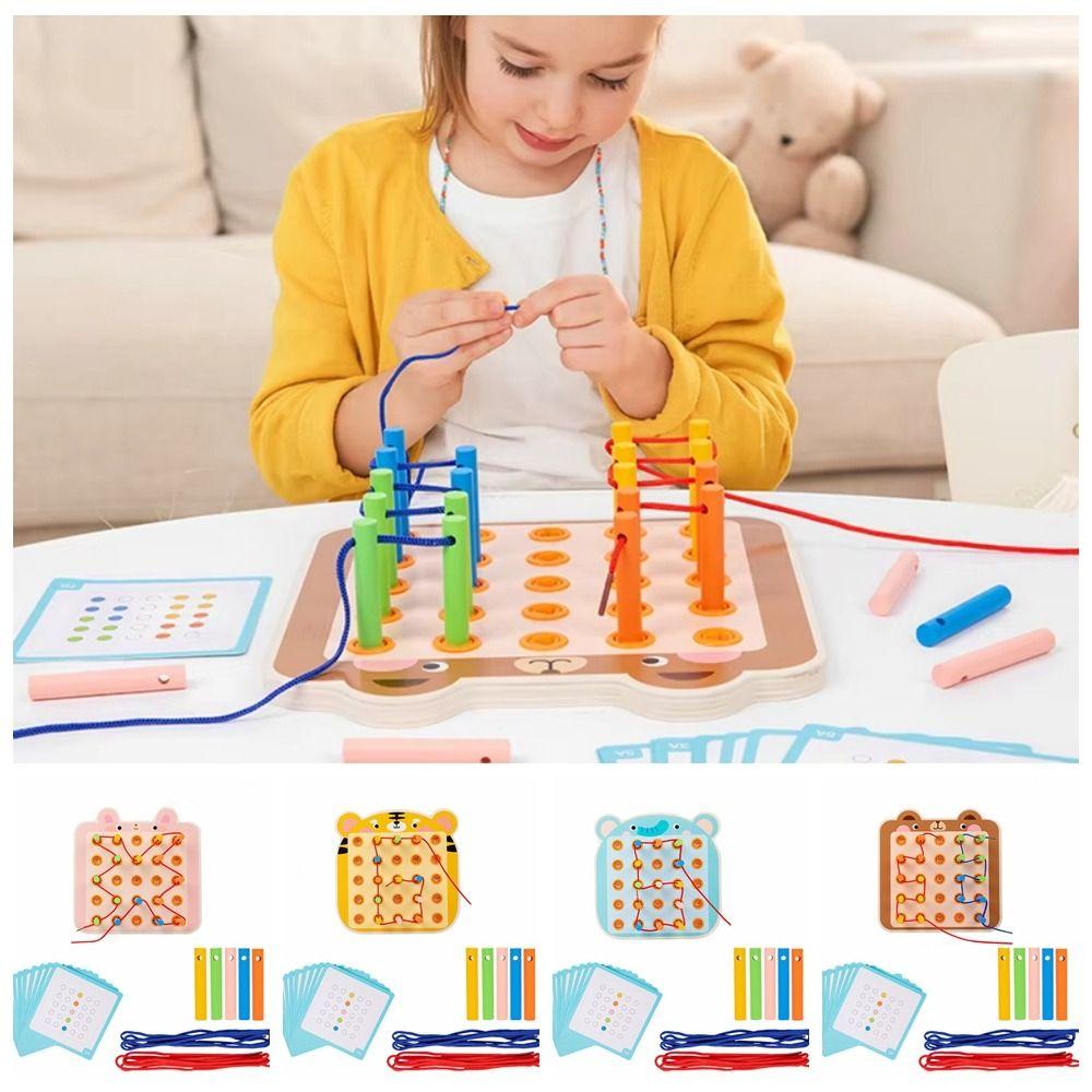 Montessori Activity Wooden Threading Lacing Toy Kids Rope Threading Game  Fine Motor Skills
