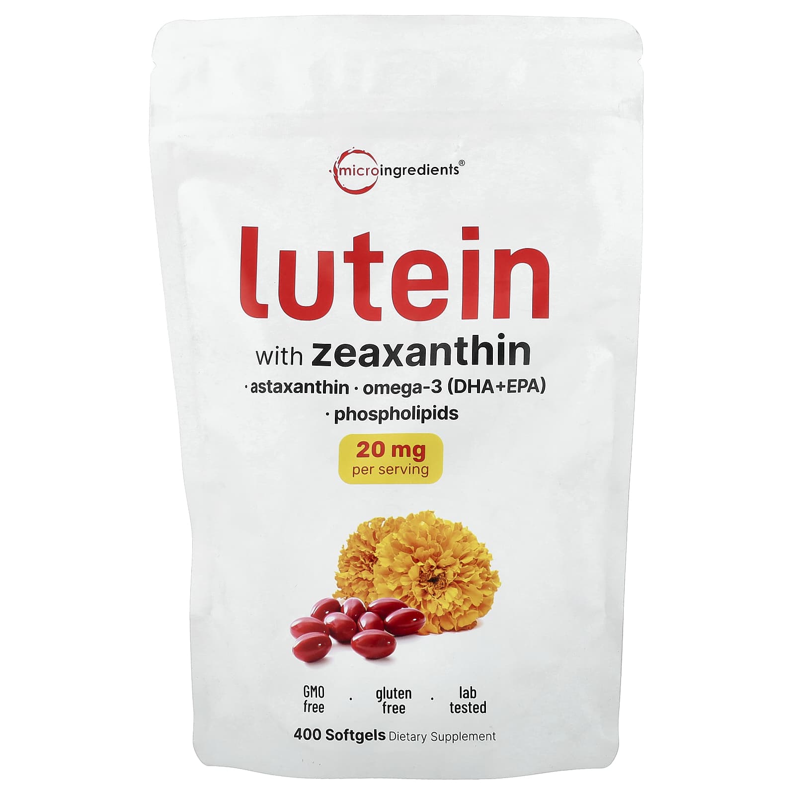 

Micro Ingredients, Lutein and Zeaxanthin, 400 Softgels
