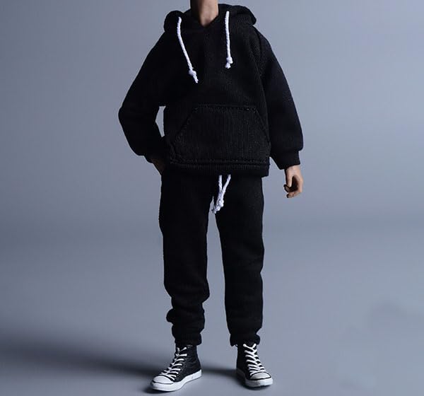 1/12 Scale Black Clothes and Pants (body, Head, Shoes, Etc. Not Included) Black 1/12 Scale Figure Clothes