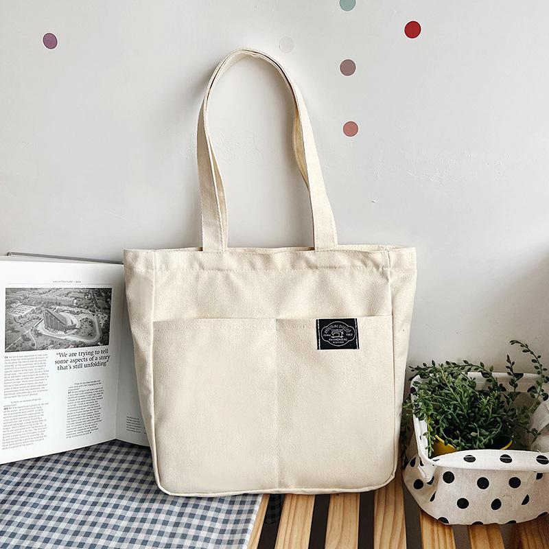 2025 Pure Color Simple Large Capacity Shoulder Bag Tote Shopping Bag