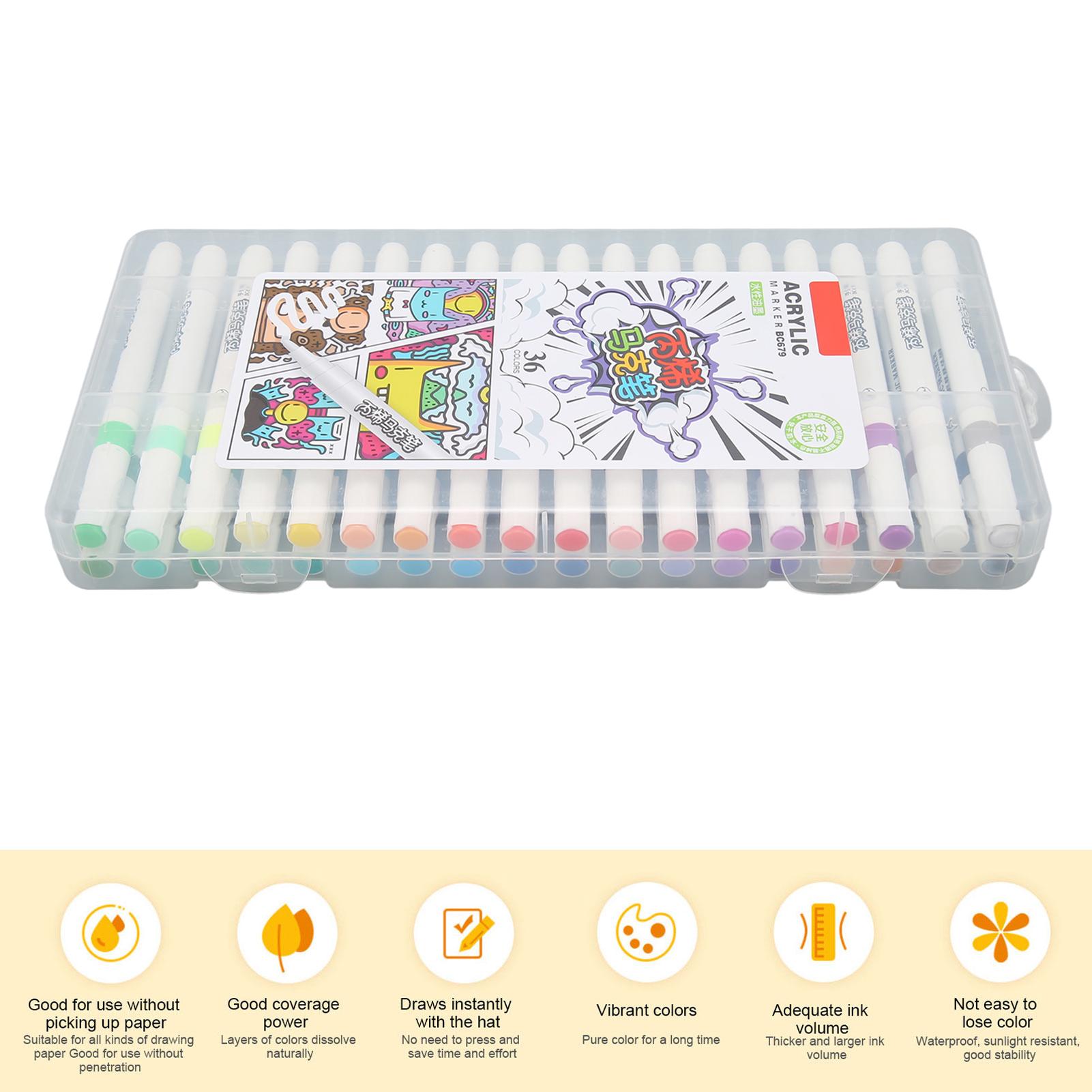 

36 шт. Акриловые маркеры разных цветов, быстросохнущие, упакованы в коробку, маркеры для граффити для детей и студентов