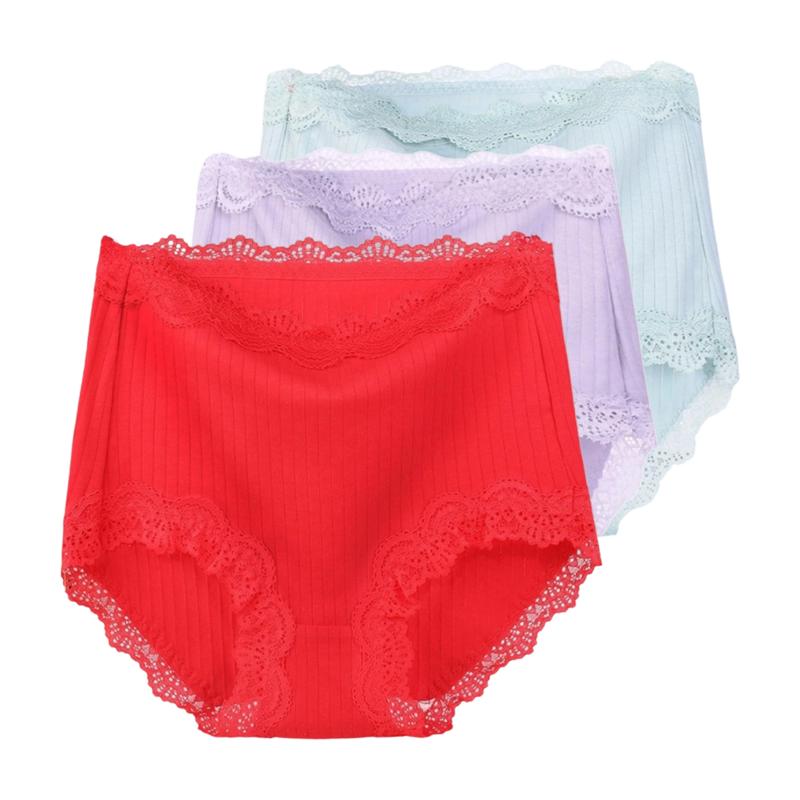 3 sztuki damskie majtki koronkowe z wysokim stanem wygodne plus size trójkątne spodnie bielizna majtki
