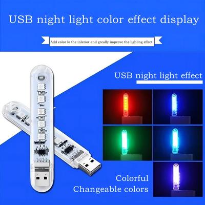 Barevný RGB USB LED spínač Noční světlo Stmívatelné COB LED Počítač Mobilní napájení Nabíjecí kniha Lampy Ochrana očí Světlo na čtení