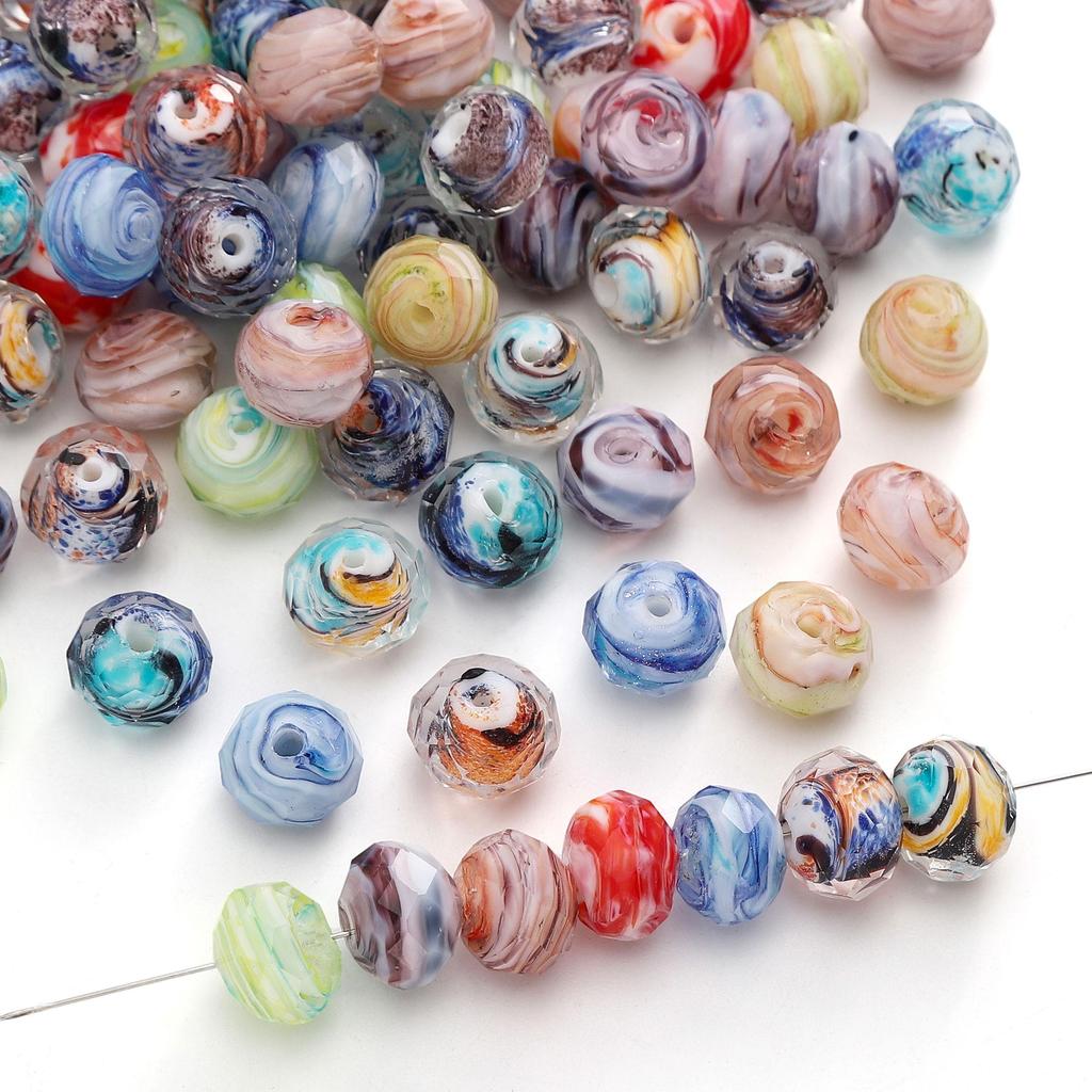 12x10mm Glass Cut Flat Round Beads Interval Scattered Beads For DIY Bracelets Necklaces Jewelry Making