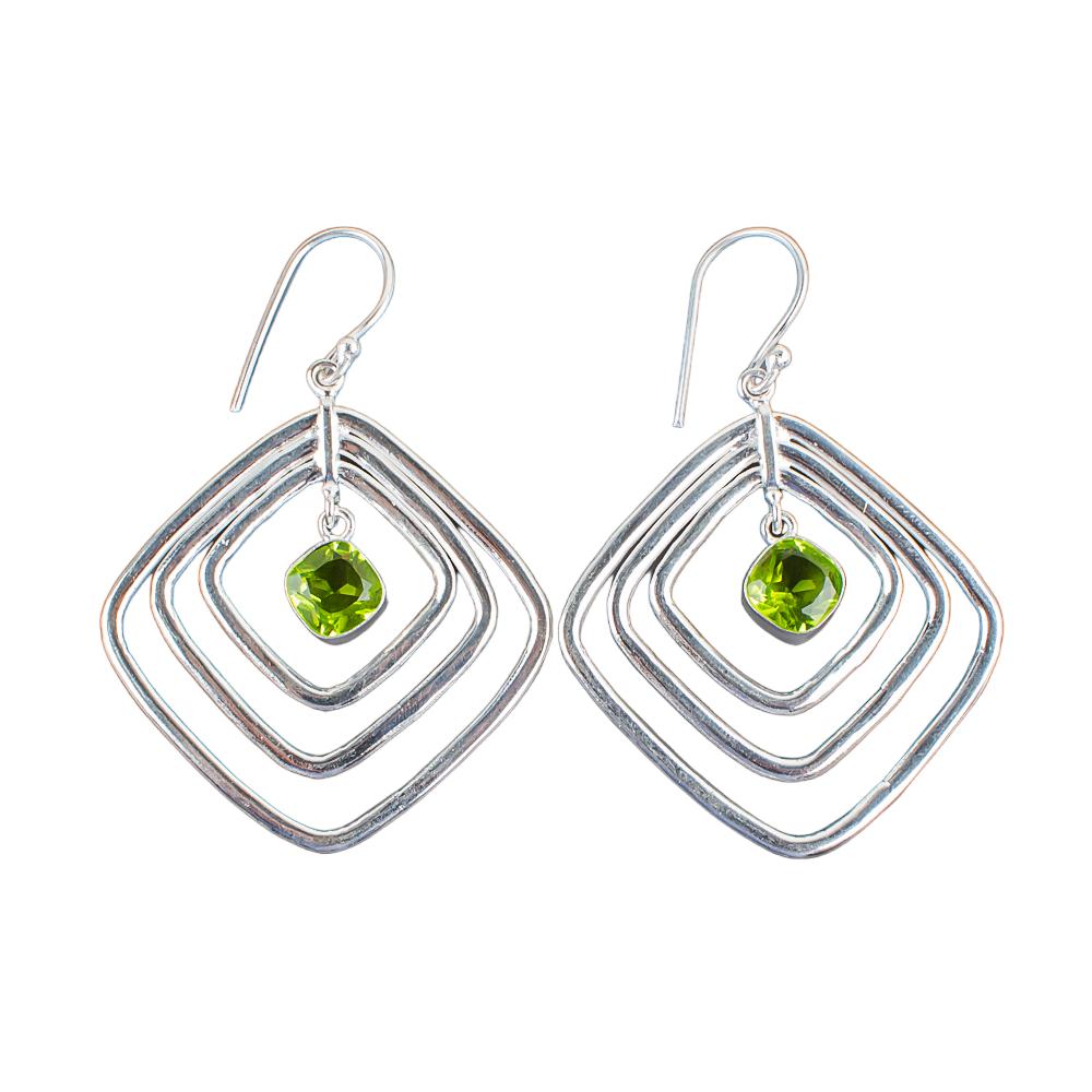 Peridot Gemstone 925 Sterling Silver Jewelry Handmade Drop/Dangle Earrings2.44" EE-71-9