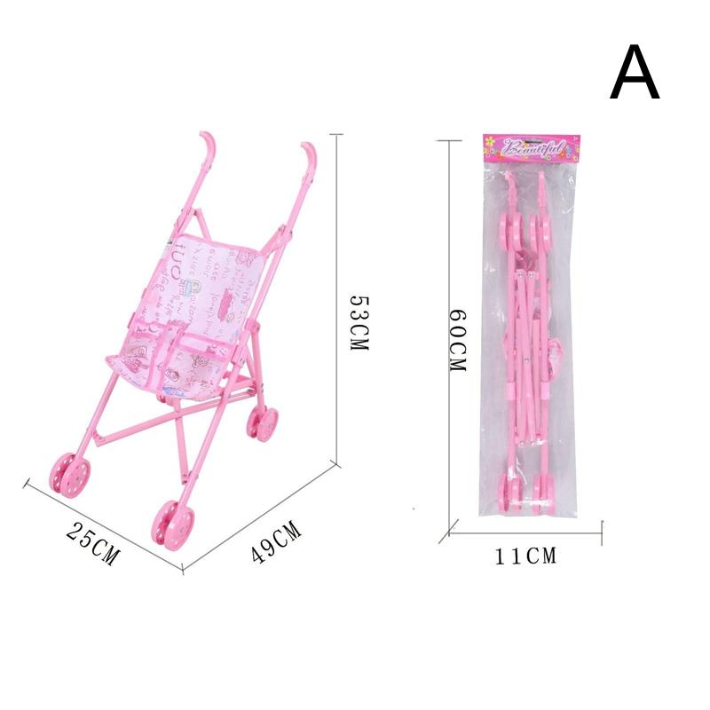 

Durable Interactive Dolls Pram Pretend Play Toys Stable Doll Handcart Plastic Baby Stroller For Boys Girls Babies as the picture
