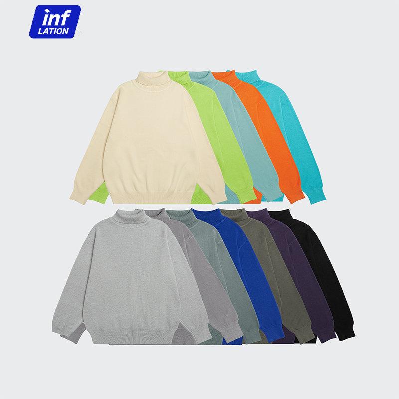 

INFLATION Минималистичный свитер с высоким воротником Черные джемперы оверсайз с высоким воротником