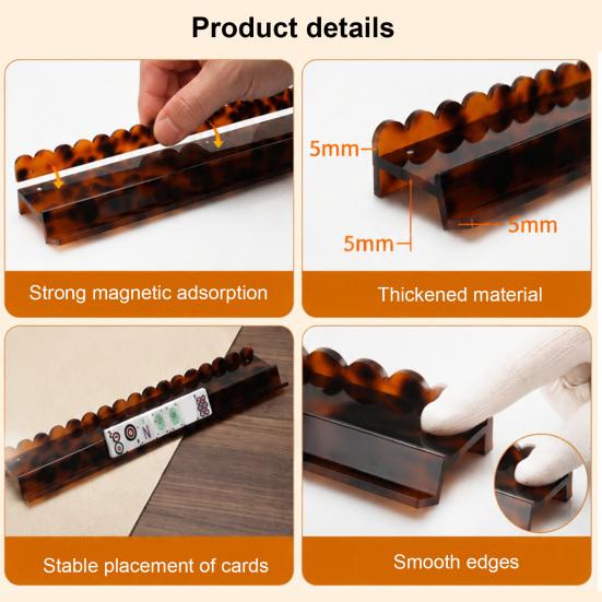 1/4Pcs Mahjong Rack with Detachable Magnetic Pusher Scalloped Acrylic Mah Jongg Tile Holder