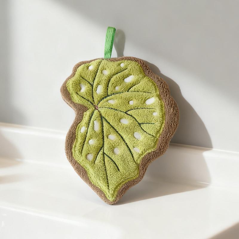 

Leaf Hand Towel Soft Absorbent Kitchen Towel Bathroom Hanging Towels Handkerchief Towels Home Wash Hand Towels A4