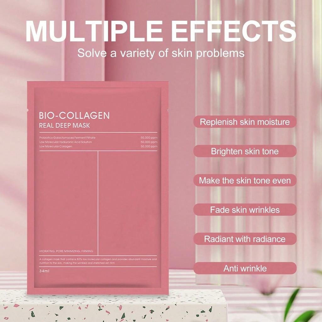 1/3/5pcs Sleep Collagen Hydrating Facial Mask, Contains Hyaluronic Acid And Niacinamide, Facial Care