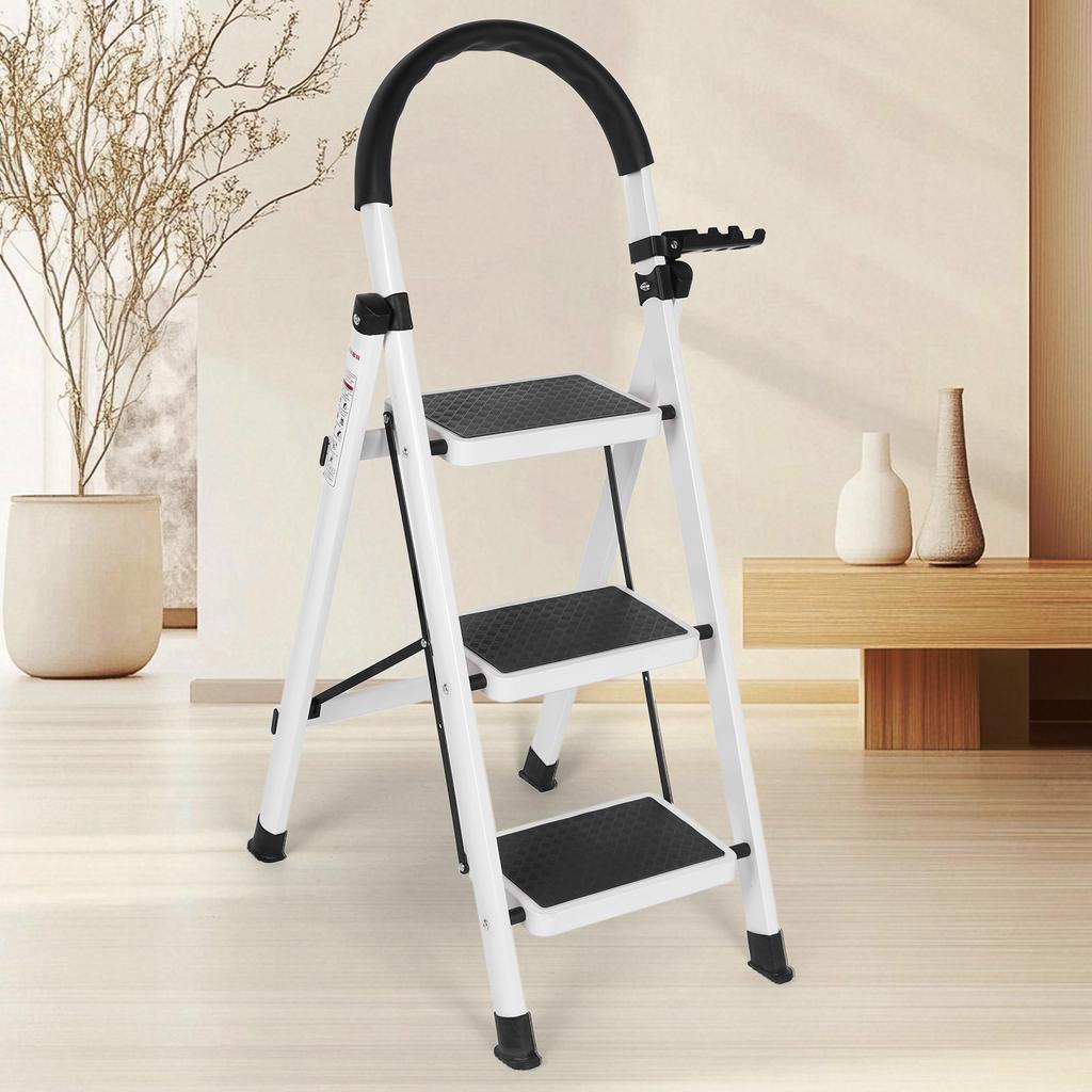 3 Step Folding Heavy Duty Stepladder Lightweight Step Stool Collapsible Folding Step Stool for Adults Household Outdoor Indoor