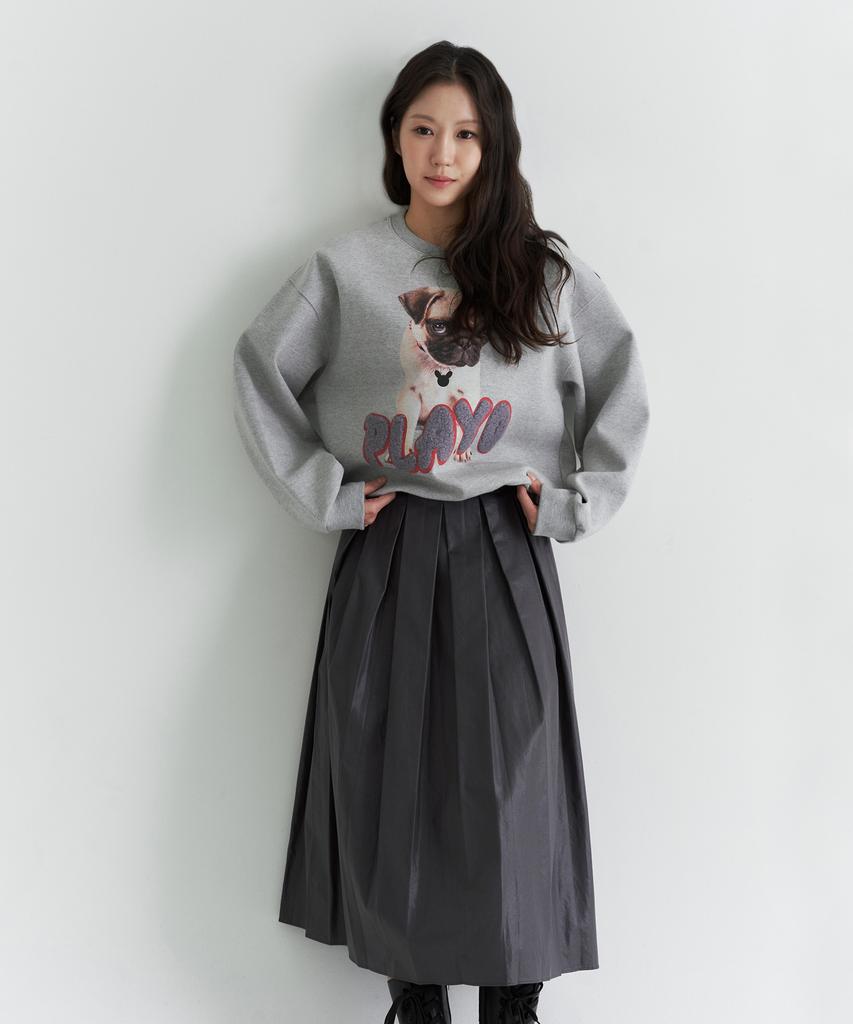 Peulleio Double Pleated Skirt _ Grey