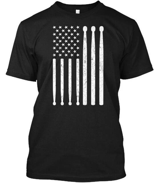 Drum Drummer Usa American Flag T shirt Made in the USA Size S to 5XL M