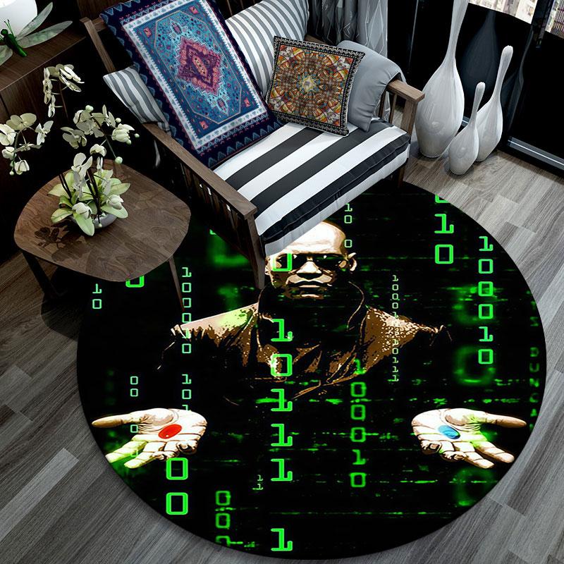 Matrix Poster pattern round rug,Carpet Rug for Living Room Bedroom Playroom ,Non-slip Floor Mat,Holiday Gifts and Birthday Gifts.