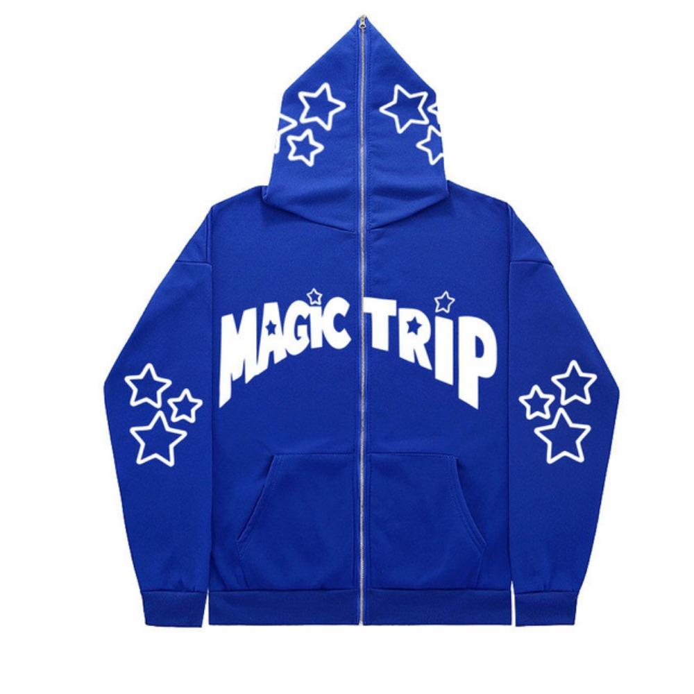 Buchstabe Stern Kapuzenpullover mit Reißverschluss bis oben Trendige Jacke Personalisierte Herrenbekleidung