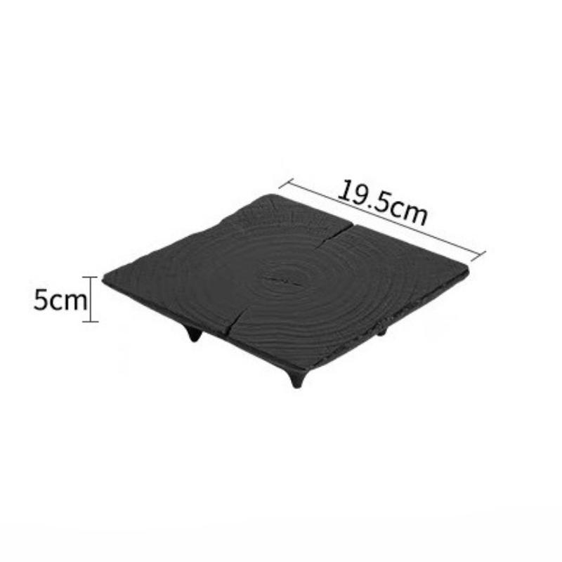 

Japanese Wabi-Sabi Style Solid Wood Charcoal Burning Kettle Holder Tea Tray Vintage Dry Brewing Stand Household Teapot Tray