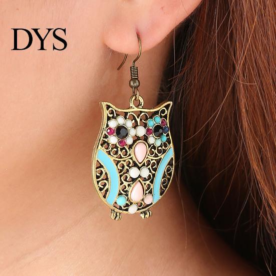 Bohemian Women Butterfly Dragonfly Rhinestone Charm Hook Earrings Jewelry Gift