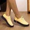 Chaussures à semelles souples, chaussures décontractées à lacets cousues à la main pour femmes, grande taille
