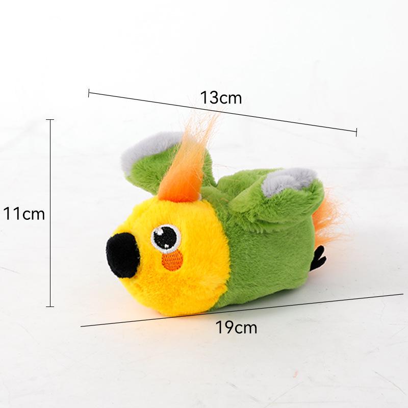 Electric Cat Toy Fluttering Bird Woodpecker Simulation Wing Flapping Squeaky Toy Flying Squirrel Plush Pet Toy Interactive Teaser Wand