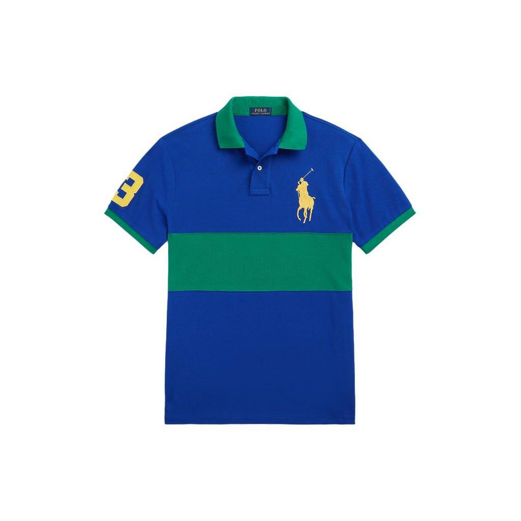 Polo Ralph Lauren Ss23 Wide Stripe Logo Print Cotton Short Sleeve Polo Shirt Men Tops Blue-Green MNPOKNI1N822155-401
