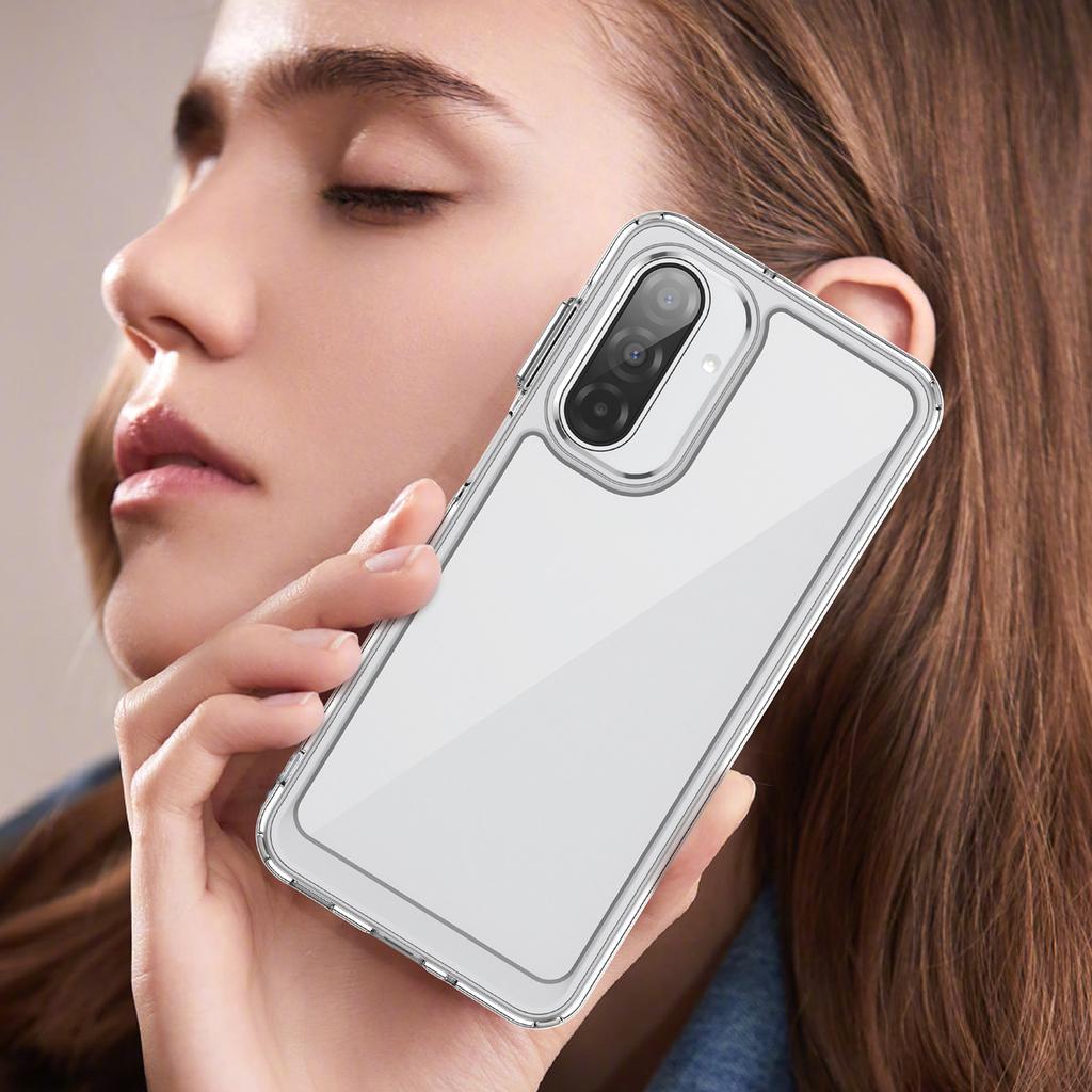For Samsung Galaxy A17 5G Clear Phone Case WANLONFENG MF2 Series TPU Acrylic Cover with 2Pcs Tempered Glass