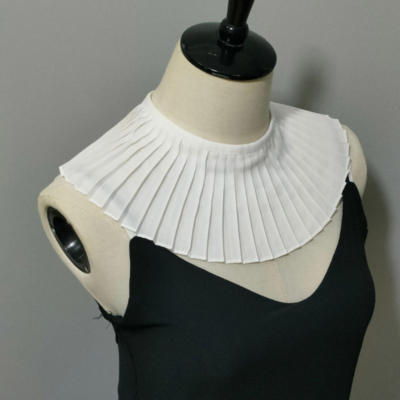 Damen Mädchen Plissee Rüschen Capelet Halskette Dekorativer Einfarbiger Falscher Kragen
