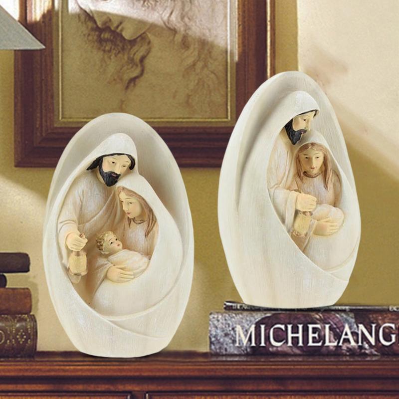 Christ Jesus Nativity Scene Statue With Joseph Mary Hold Baby Miniature Religious Art Sculpture For Holiday Decoration China Mainland
